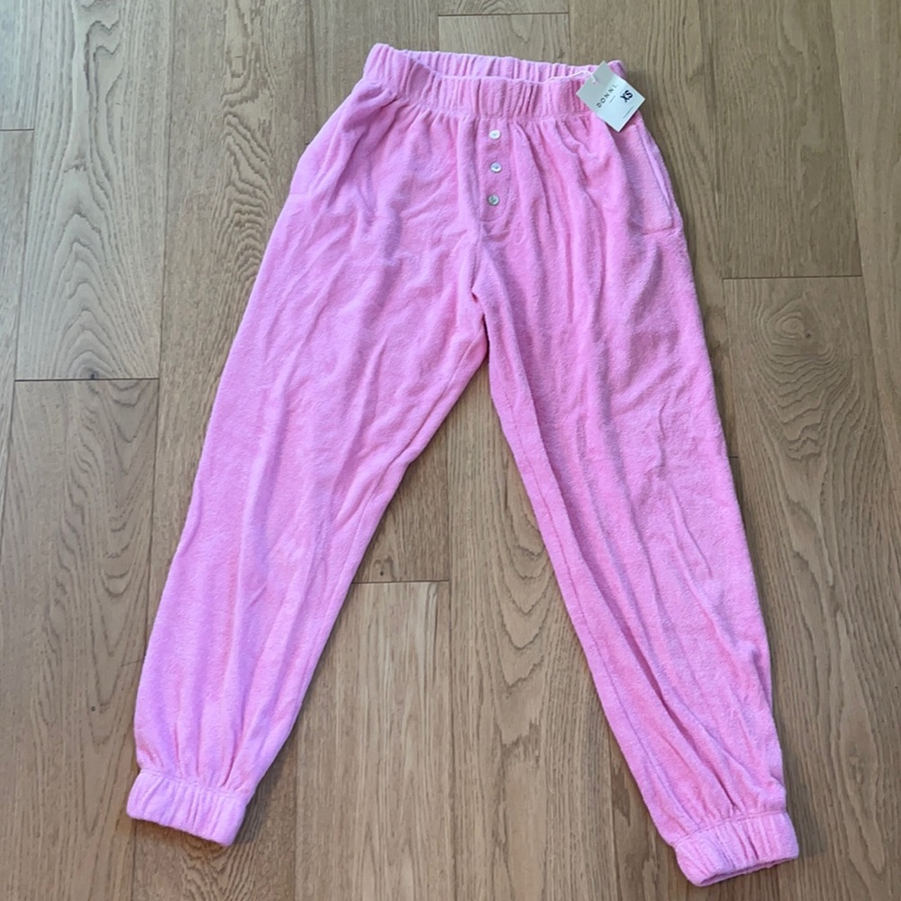 NWT DONNI PINK TERRY SWEATPANTS
